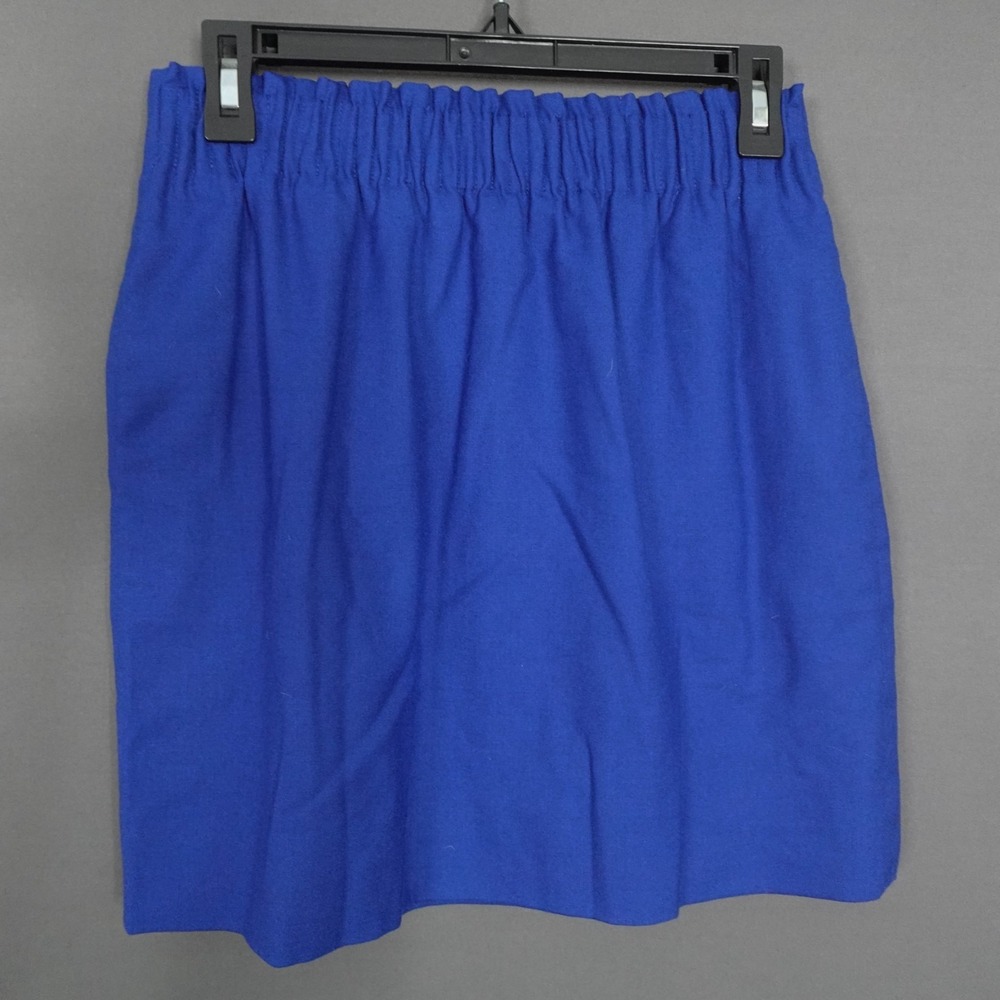J Crew Womens Mini Skirt 2 Blue Paperbag Wool Blend 90s Preppy Classic Everyday